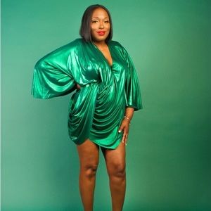 Center of Attention - Liquid Green Dress